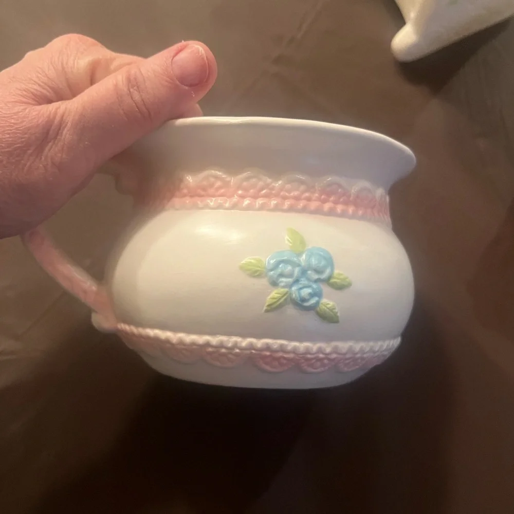Charming Baby Shower Ceramic Set - White and Pink